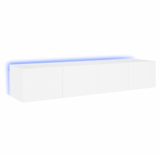 Meuble TV mural vidaXL - Meuble TV mural flottant - Meuble TV mural avec éclairage LED 2 pièces 80 x 35 x 31 cm Blanc