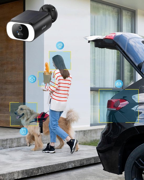 ieGeek 3MP draadloze beveiligingscamera - ingebouwd zonnepaneel - CCTV-camerasysteem op batterijen - nachtzicht in kleur - bewegingsdetectie -Zwart- 3 stuks — afbeelding 4