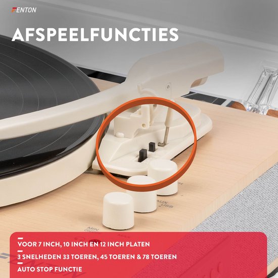 Platenspeler Bluetooth (in/uit) - Fenton RP162S - retro platenspeler met speakers (stereo) en mp3 speler - Beige — afbeelding 5