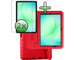 Hoesje Geschikt voor Samsung Galaxy Tab A11 Plus / A9 Plus - Met 2x Screenprotector - Kinderhoes Shockproof Bumper - Kidsproof Case - Tablet Hoes - Kinder Hoes Cover - Rood