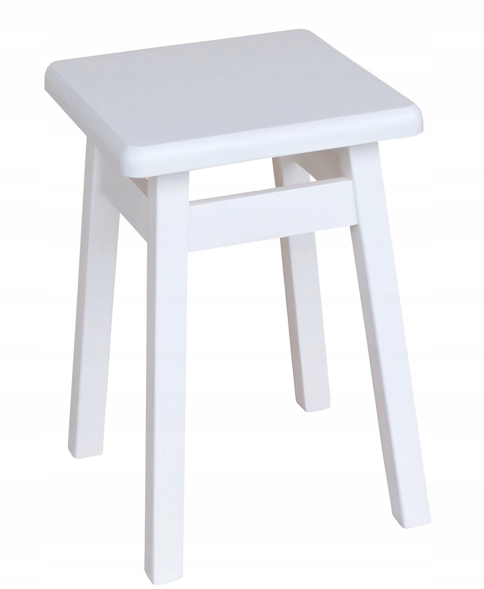 Houten Keukentabouret - Wit, 45 cm Hoog, Massief Hout