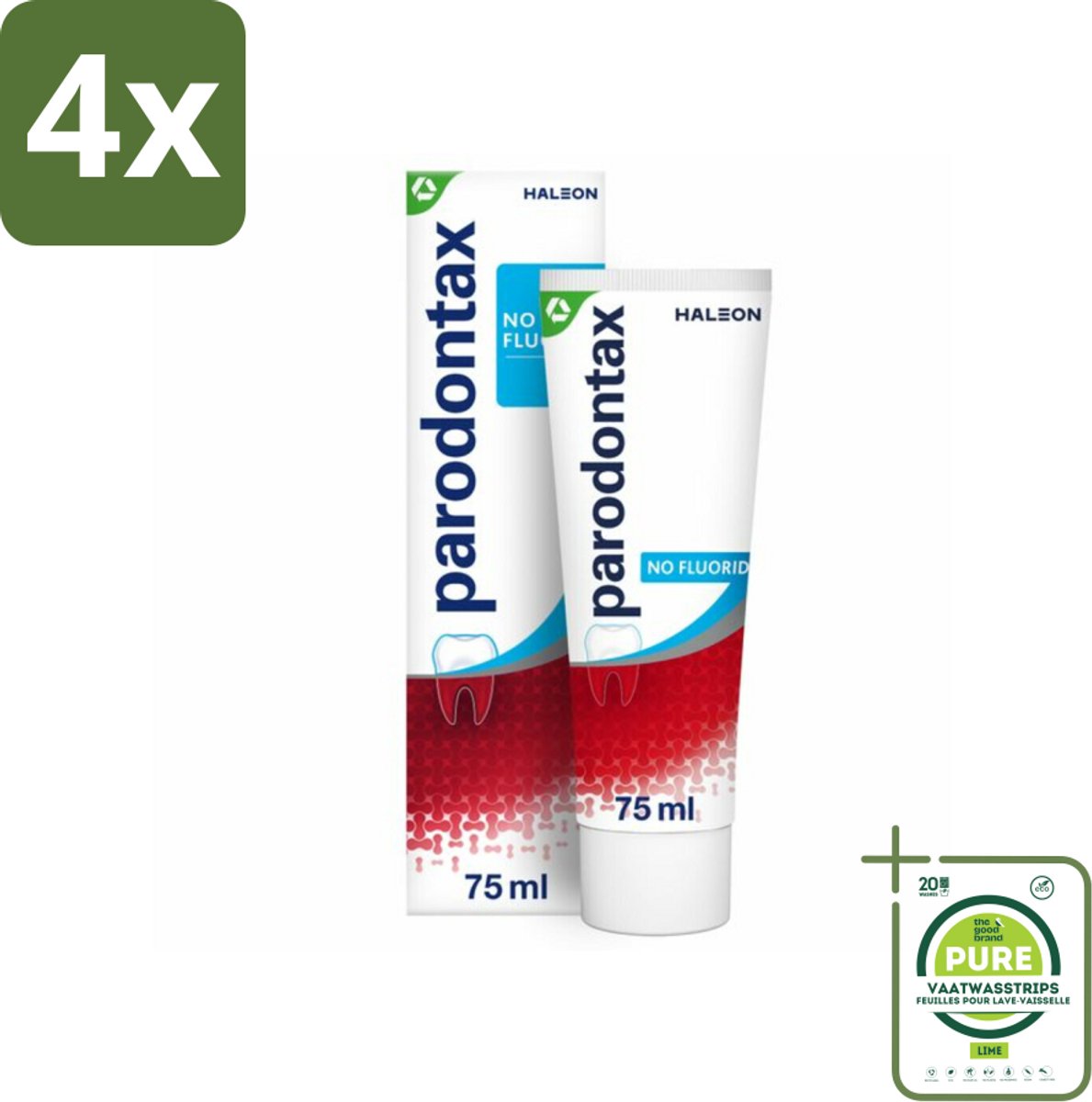 Parodontax – Tandpasta – Zonder Fluoride – 75 ml - Voordeelverpakking - 4 stuks - Tandpasta zonder fluoride - Gezond tandvlees
