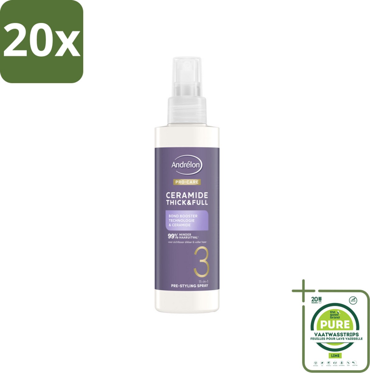 20 x Andrélon – Leave-In Spray – Pro Care Ceramide Thick & Full – 200 ml - Grootverpakking - Haarkleur - Haartype - Haarspanning - Haarspanning - Haartype