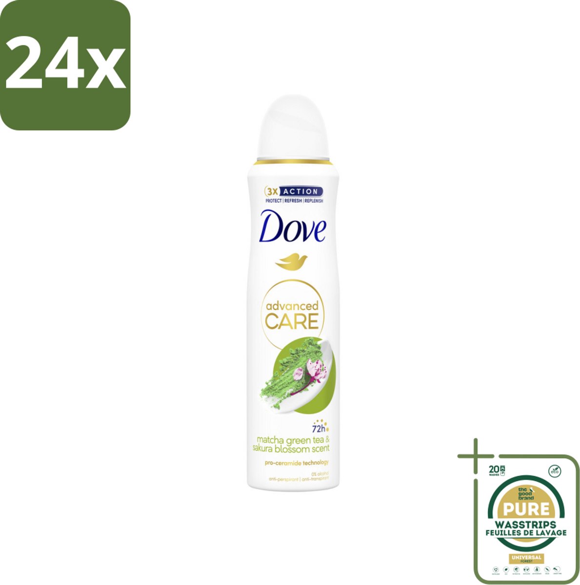 Dove Deodorant Spray - Matcha & Sakura - 150 ml - Voordeelverpakking - 24 stuks - Matcha - Sakura
