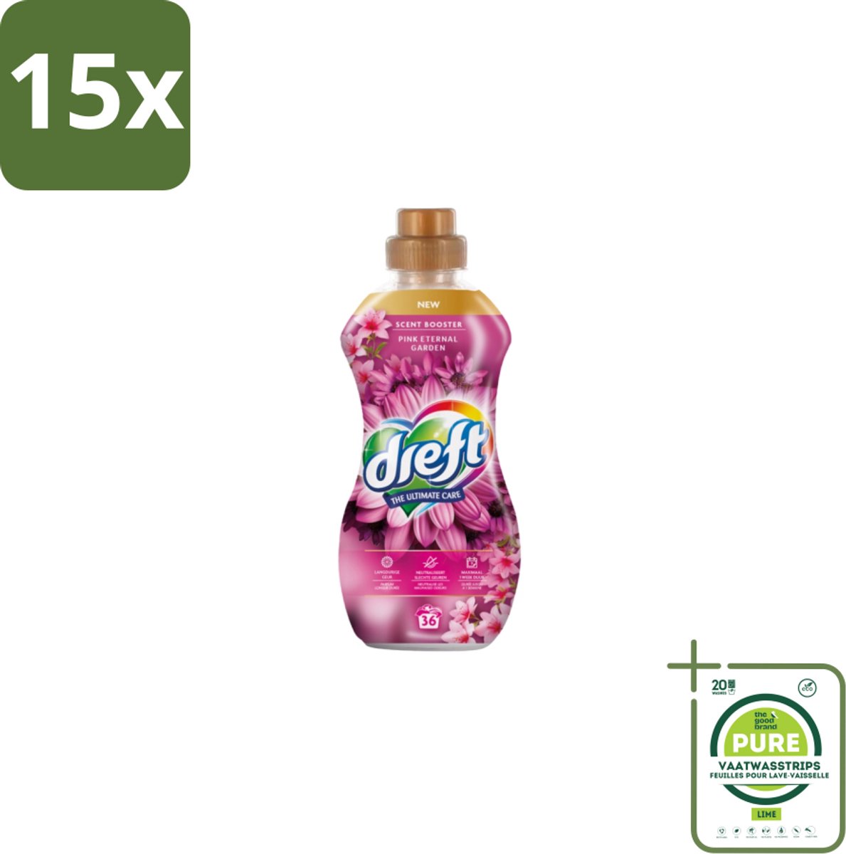 15 x Dreft – Pink Eternal Garden – Vloeibare Geurbooster – 720 ml – 36 wasbeurten - Grootverpakking - Wasmiddel Poeder - Frisheid Was - Kleurbescherming - Vezelbescherming - Anti-kreukwerking