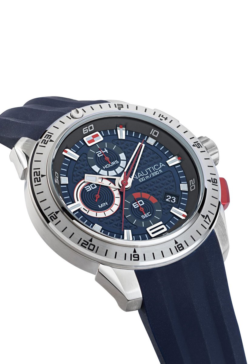 Nautica Nst Quartz Analog Blauw Kast: 100 % Roestvrij Staal | Band: 100 % Siliconen 49 mm NAPNSF108, NAPNSF109