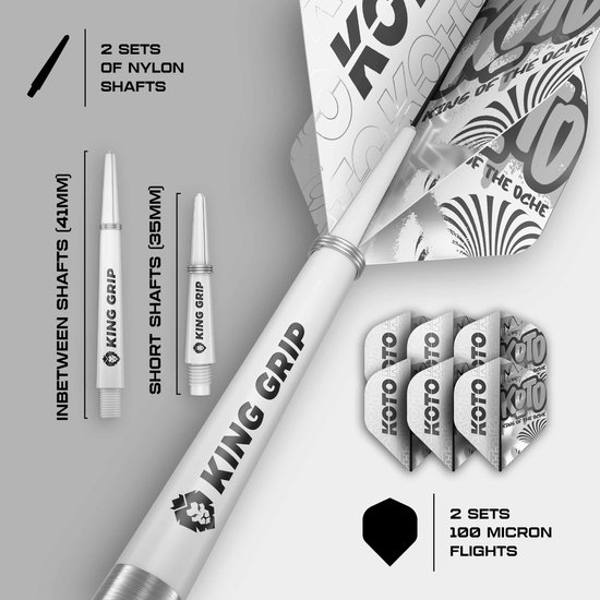 KOTO - Sting Silver Torpedo - 90% Tungsten - Dartpijlen - 24 Gram - Zilver - Steeldarts van Merkloos — afbeelding 5