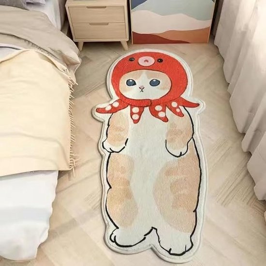 Slaapkamerkleed 40 x 120 cm, wasbaar, onregelmatig gevormd kattenkleed, schattig cartoonkleed, leuk kleed Geschikt voor kinderen, kamerdecoratie, huisdier in de vorm van een kat en hond, en entreekleed Geschikt voor kinderen (octopus)