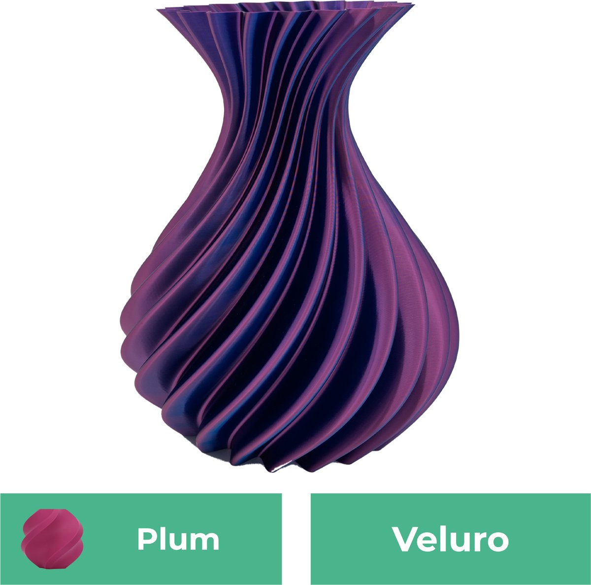 Lovora Veluro design vaas – Decoratieve vaas - Plum - 3d geprinte vaas – geschikt voor droogbloemen - 25CM