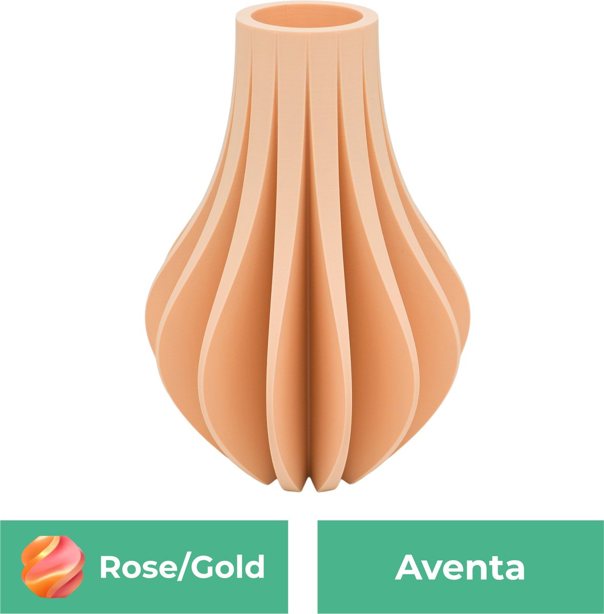 Lovora Aventa design vaas – Decoratieve vaas - Roze / Goud - 3d geprinte vaas – geschikt voor droogbloemen - 34CM