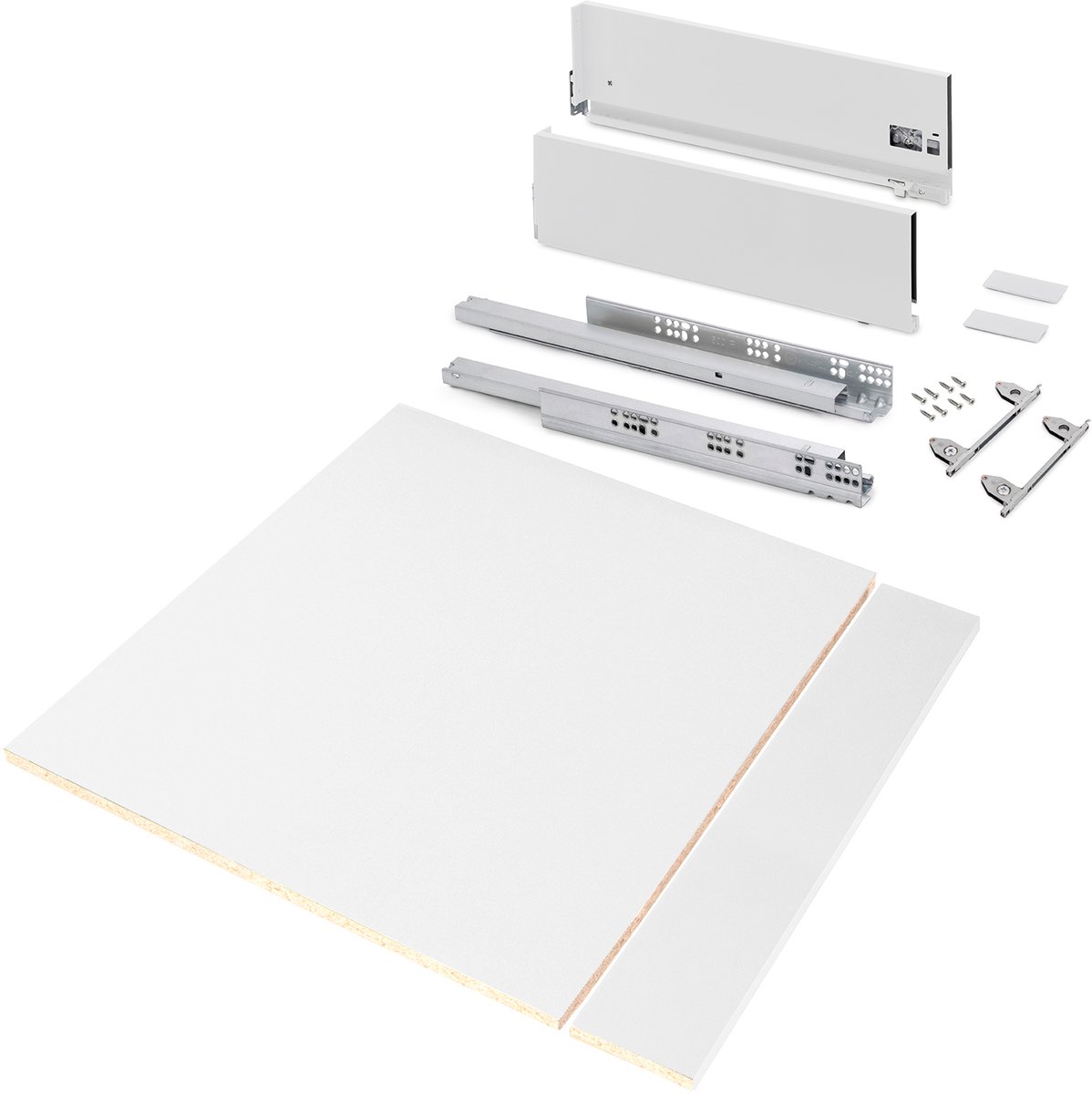 Emuca Kit van Vertex keuken- of badkamerlade kit met 3D-verstelling, 178mm hoog, met legplanken, module 600mm, Antracietgrijs