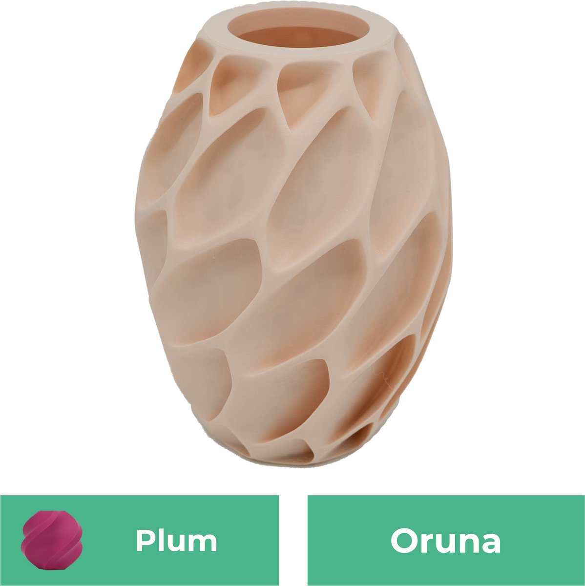 Lovora Oruna organische vaas – Decoratieve vaas - Plum - 3d geprinte vaas – geschikt voor droogbloemen - 30CM