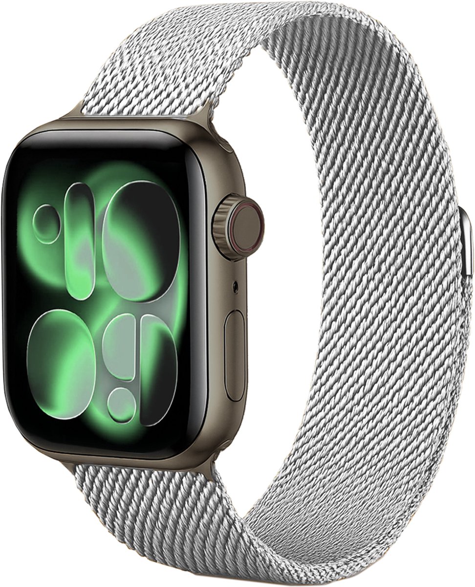 Milanees Bandje Geschikt voor Apple Watch 8 45 mm Milanees Bandje - Band Geschikt voor Apple Watch 8 45 mm Met Magneetsluiting - Zilver