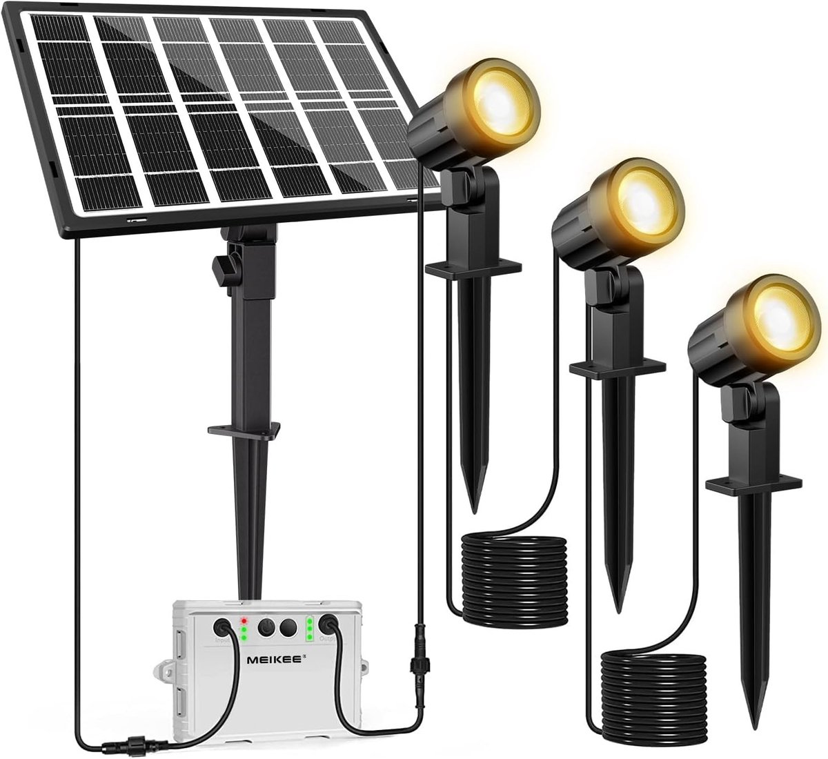 Tuinverlichting op Zonne-energie - LED Spots Tuin - Warmwit 2700K - 3 Helderheidsniveaus & 2 Lichtmodi - IP66 Waterdicht - Set van 3 - Tuinset - Solar - IP66 Waterdichte - Buitentuin - Gazon - Terras
