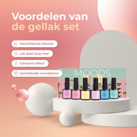 Moods Gellac 6-delige Set - Gel Nagellak - 8ML - Miami Vibes Edition - Gellac - Nagels - Gellak Starterspakket - Pastel Kleuren - HEMA- & TPO-vrij