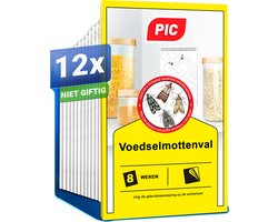 PIC Mottenval – 12 stuks mottenvallen tegen voedselmotten | Effectieve mottenfalle tegen levensmiddelmotten, meelmotten & dadelmotten | Feromoonval voor keuken & voorraadkast | Geurloos & gifvrij