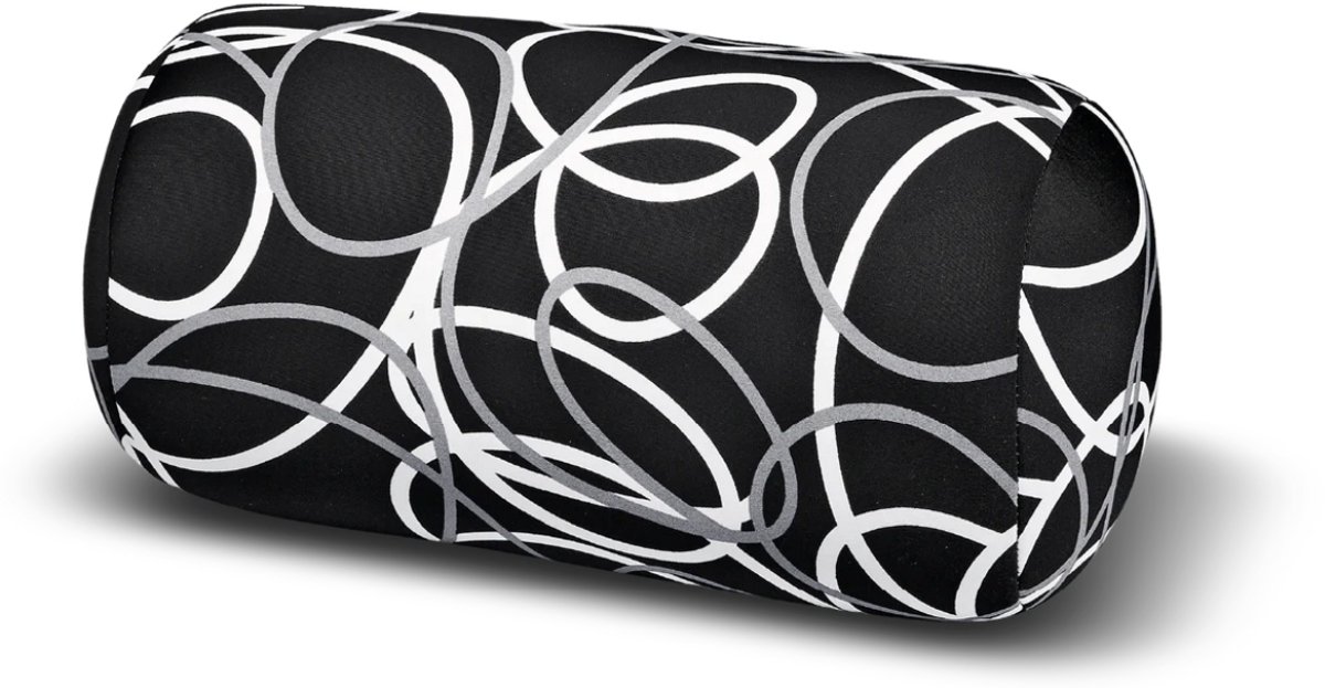House of Healthbrands Kuschelmaxx Rolkussen - Sierkussen Rond Cilinder 17 x 33 cm - Zwart gelijnd-design - Stevig en zacht - Mooie print - Gevuld met microgranulaat - Vormvast & Wasbaar - Ideaal voor op de bank, bed, auto of op reis - Inclusief Wasnet