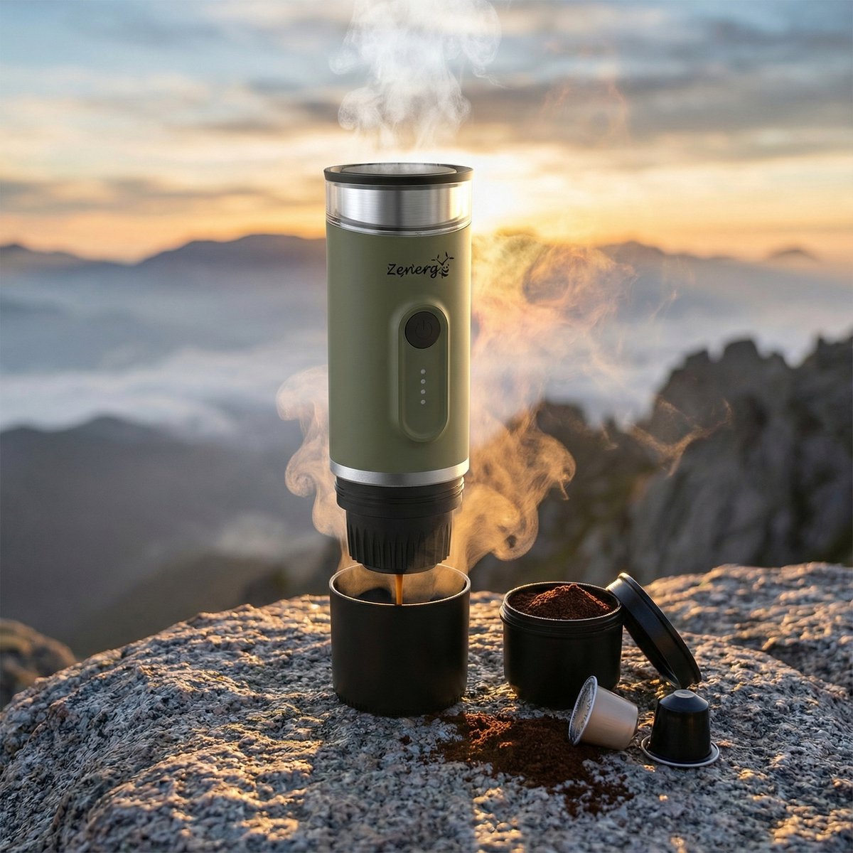 Draagbaar Koffiezetapparaat Voor Onderweg - Draadloos Voor In De Auto 12 Volt Espresso Capsule Koffie Gemalen Koffie Cups Oplaadbaar Draagbare Koffiemachine Zwart