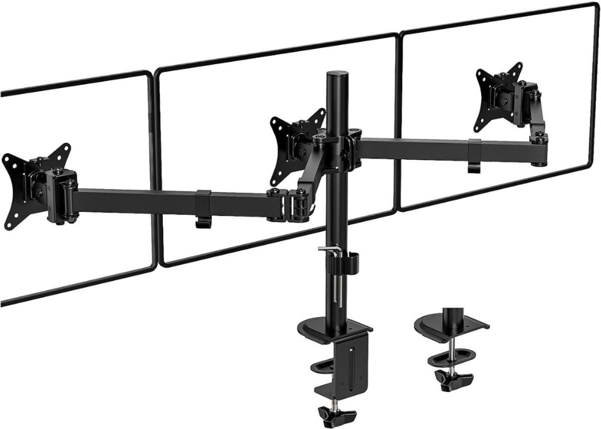 VIN® Monitorarm 3 schermen - Muurbeugel - Triple Beeldschermarm Voor 17-27 inch - Muurbeugel Monitor - Monitorbeugels - Monitorbeugel 3 schermen – 7kg/ Per Arm