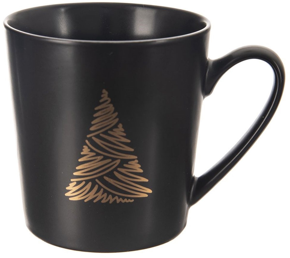 Orion - Porseleinen Mok - Zwart - 500ml - Kerstboom Motief