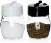 Set de 2 x salières et poivrières / shakers en verre 5 x 7 cm - Set salière et poivrière