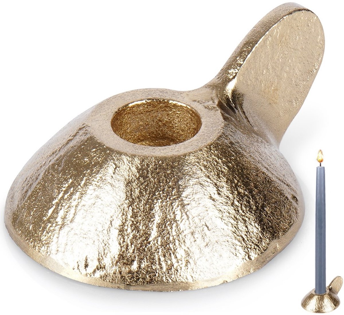 Home & Styling Collection Home Styling Collection - Aluminium Kandelaar - Industrieel - Goudkleurig - 9x7,5x4 cm