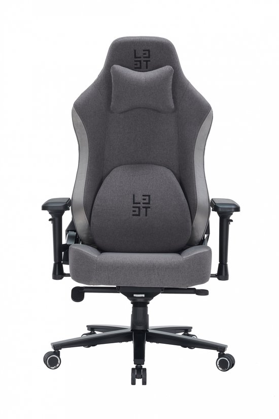 Deltaco Gaming L33T - Gaming Stoel - Neolite Stof - Nek- en Rugkussen - Ergonomisch - Donker Grijs
