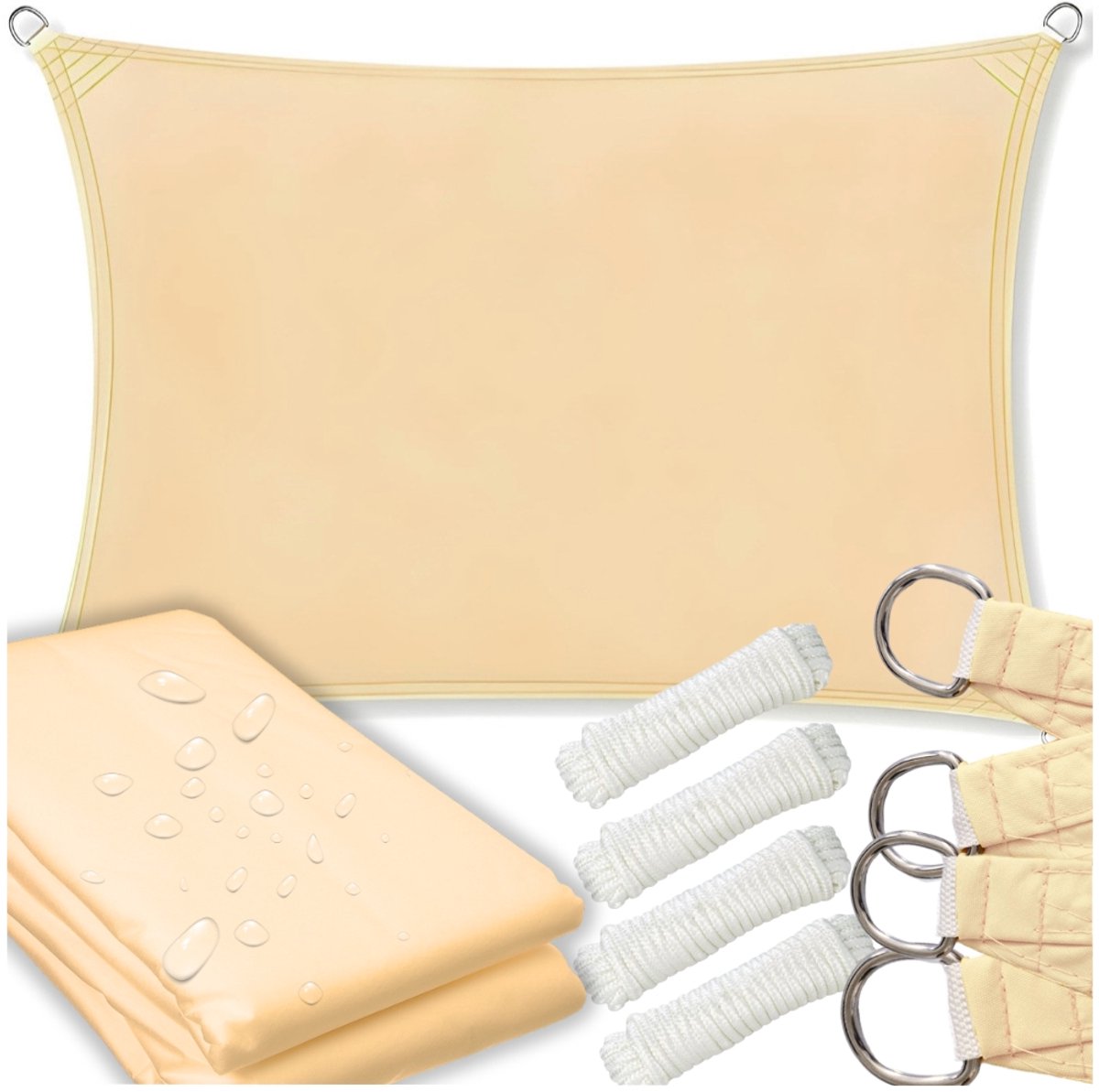 GoGarden - Zonnescherm - Beige - Waterdicht - 3x5 m