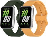 Stravo 2-Pack Classic Kleurige Siliconen Bandjes Geschikt voor Samsung Galaxy Fit 3 – Zacht & Comfortabel Horlogeband – Groen + Geel