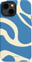 Casetastic hoesje geschikt voor Apple iPhone 13 mini - MagSafe - Dubbellaagse bescherming - Lichtblauwe water vlekken - Fashion Case - Lavendel Crème Lichtblauw
