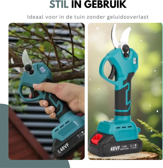 Truskore Elektrische Snoeischaar - Draadloos - Professioneel Takkenschaar voor 28 & 40mm - Tuinschaar - Heggenschaar op Batterij - Inclusief Opberkoffer, 2 Accu's & Reserve Set Snoeimes van Truskore — afbeelding 2