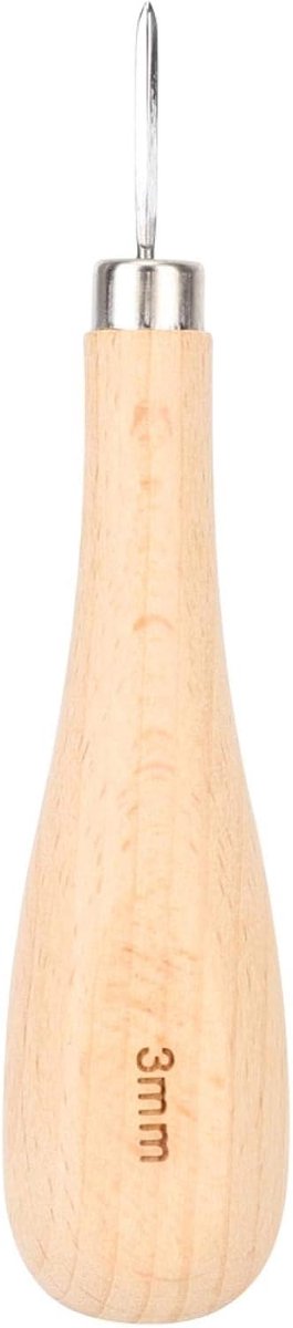 Houten Handgreep Puntige Hamer - Beuken Hout Scratch Awl - Gourd Vorm Leer Gereedschap - Leer Pons Gereedschap (3mm)