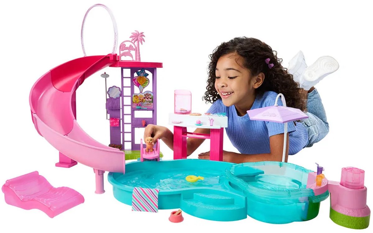 Barbie Droomzwembad - Speelset met Glijbaan en Bubbelbad en meer dan 20 Accessoires — afbeelding 12