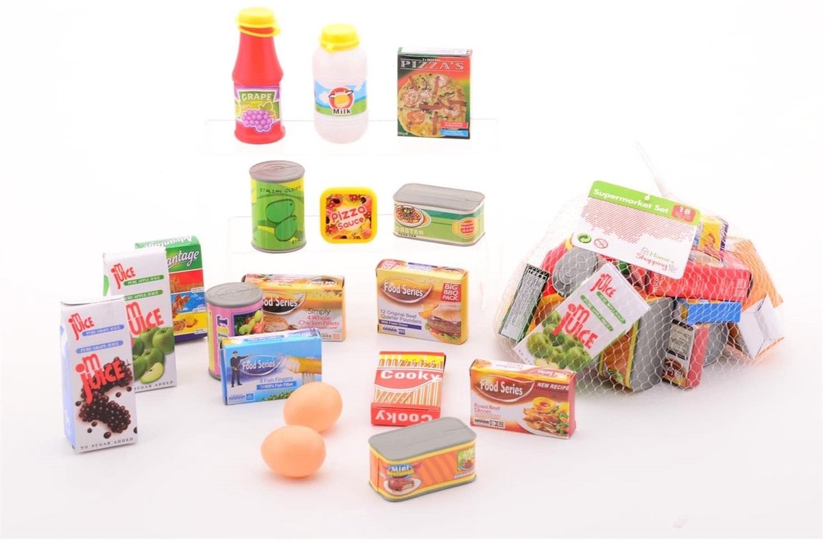 Johntoy Home and Kitchen Supermarkt Accessoires Speelgoedeten en Drinken - 18 stuks