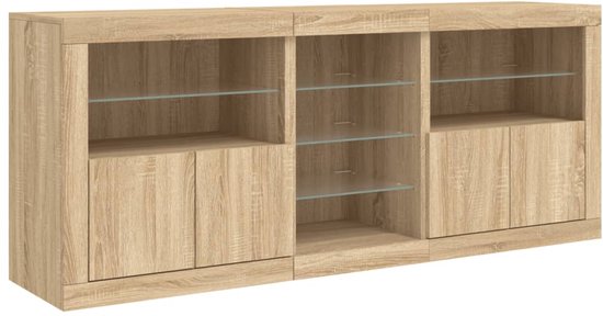 Buffet avec éclairage LED vidaXL 162 x 37 x 67 cm, couleur chêne Sonoma