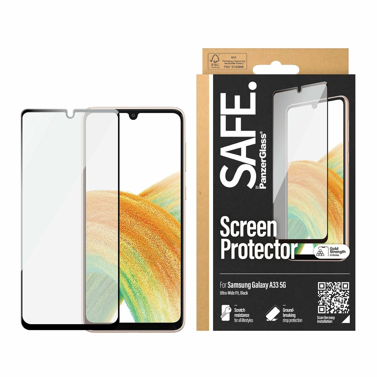 SAFE by PanzerGlass Case Friendly Screenprotector geschikt voor Samsung Galaxy A33