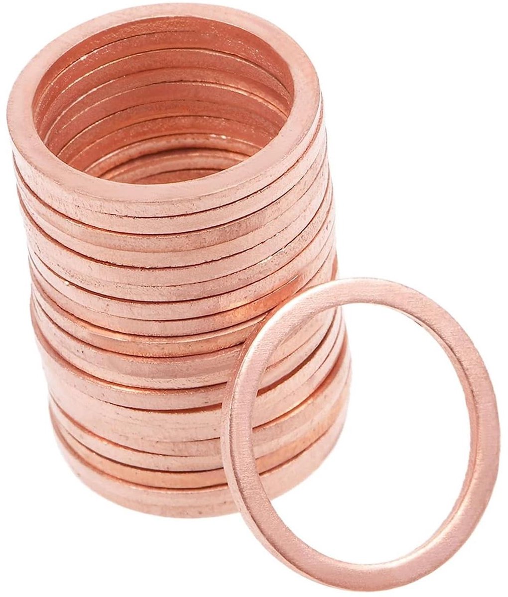 Provento - Koperen platte sluitringen 18 mm - Voor metrische afdichting - 20 stuks