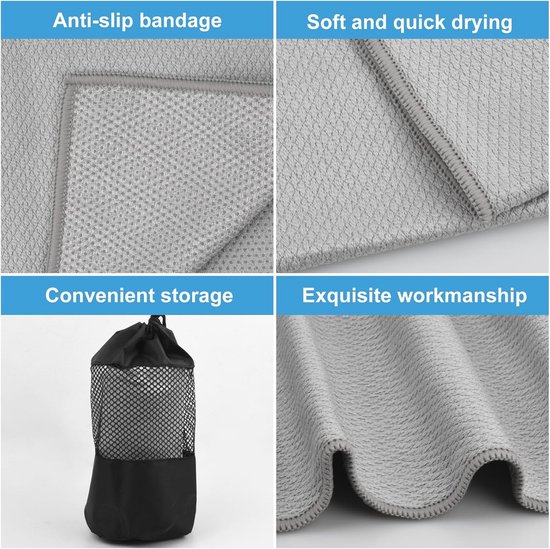 Antislip yogamat 183 cm x 63 cm - Microvezel yoga-handdoek met handgrepen voor hot yoga en pilates — afbeelding 5