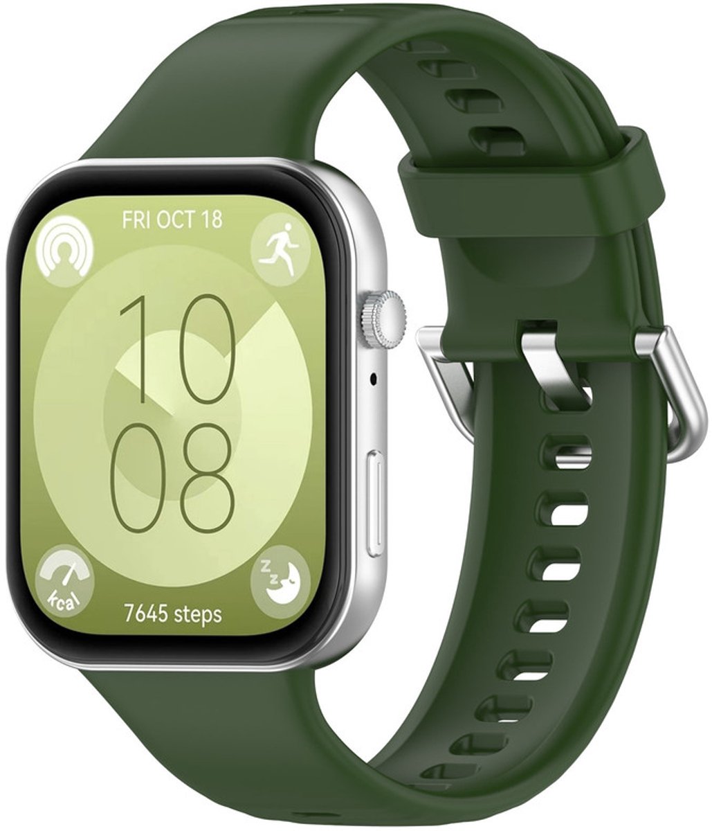 Siliconen bandje - geschikt voor Huawei Watch Fit 4 Pro / 4 / 3 - gespsluiting - army groen