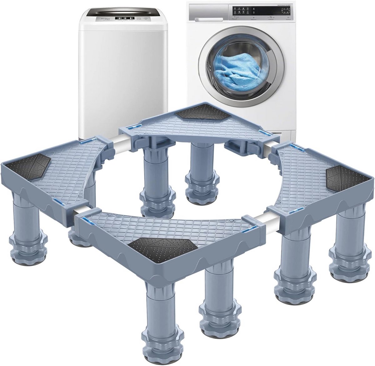 Verstelbare wasmachine verhoger tot 400 kg stabiliteit en geluidsreductie