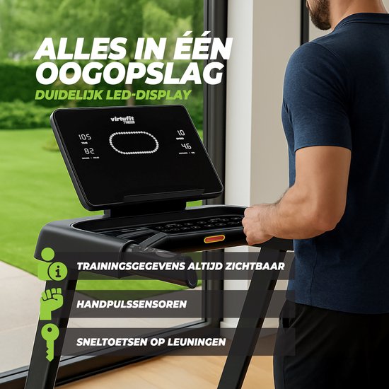 Man gebruikt de loopband met duidelijke LED-display met trainingsgegevens.