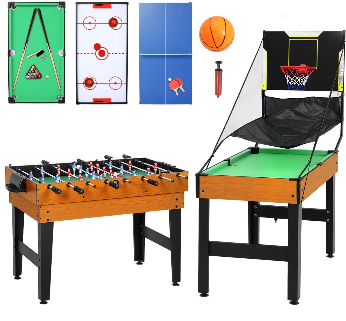 SPORTNOW Multi-Gaming Ball Table MDF, Kunststof 134L x 108B x 144H cm Walnoot
