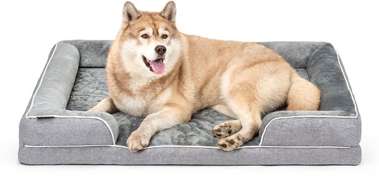 lionto orthopedisch hondenbed, memoryfoam, antislip & wasbare hoes 122x89x20 cm