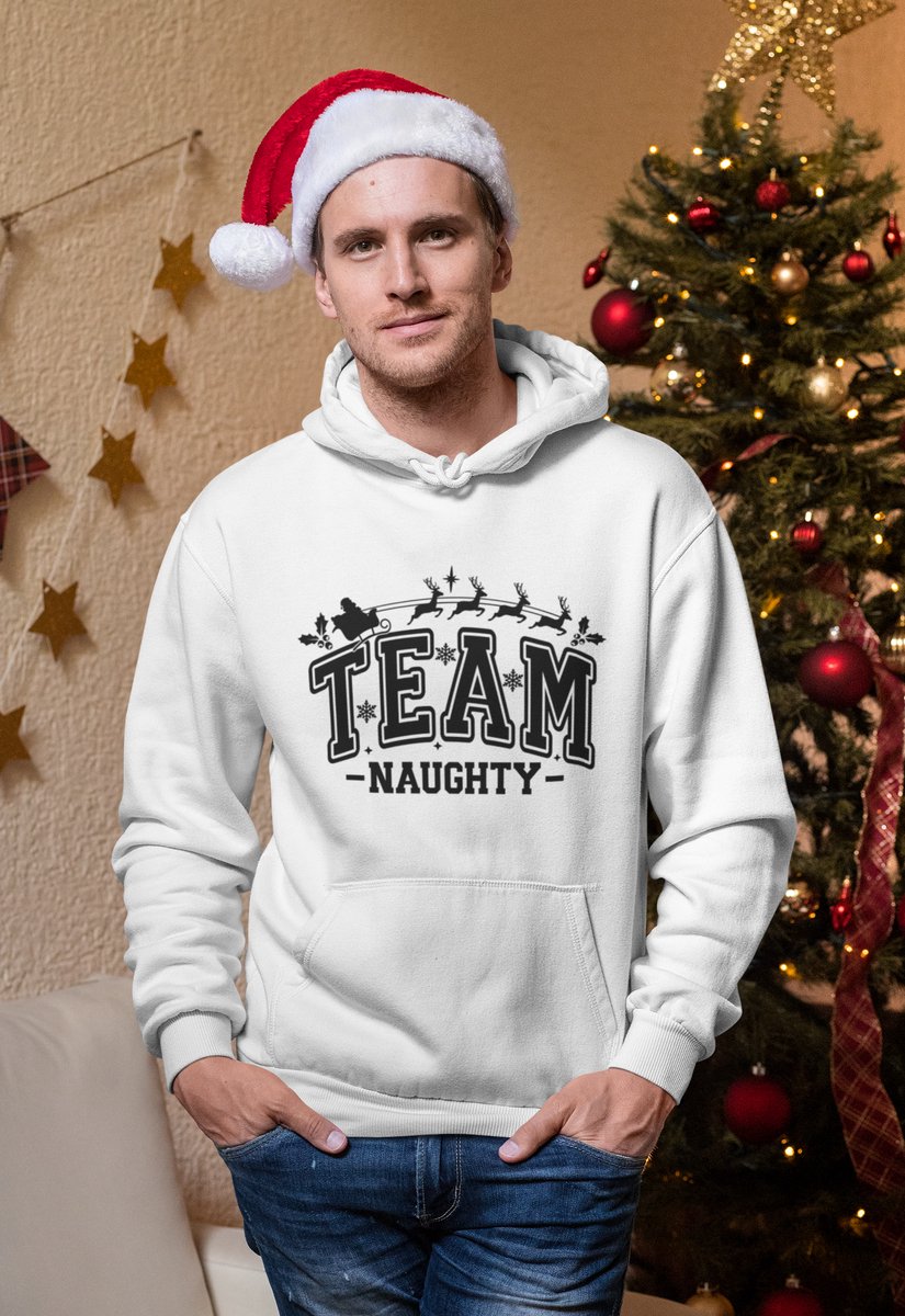 Team Naughty - Kersttrui - Kerst Trui Wit - Grappig Kersttrui - Maat XL - Limited Edition
