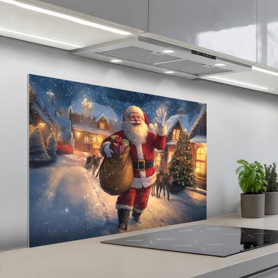 Kerst Raamstickers - Kerst Wc-Bril Stickers - 3D Illusie Van Kerstman Die Door De Muur