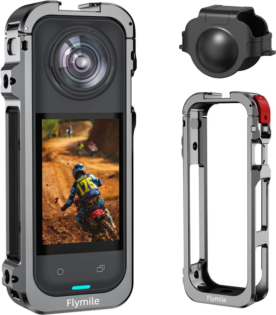 Metalen Beschermkooi met Lensdop voor Actiecamera X5 - Universele Montage & 1/4" Schroefdraad