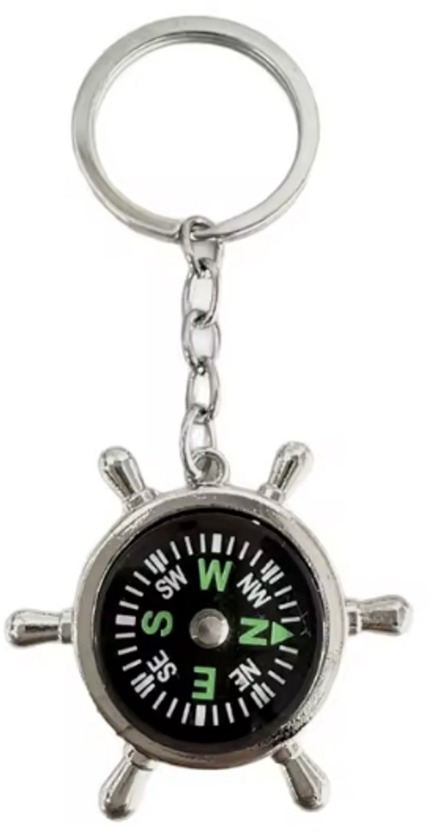 Kompas Sleutelhanger - Boot kompas - Roervormig kompas - Zilverkleurig - Survival - Kamperen - Varen - CHPN
