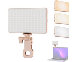 Een compacte clip-on LED-invullamp, geschikt voor tablet en mobiele telefoon. De lamp heeft een instelbare kleurtemperatuur van 2500K-9000K, een ingebouwde batterij en kan worden gebruikt voor online vergaderingen, livestreaming en selfies.