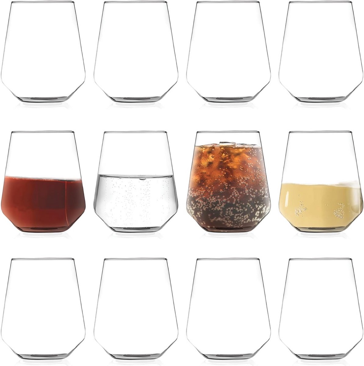 Set van 12 Kristallen Waterglazen 400 ml - Modern, Vaatwasmachinebestendig en Stijlvol