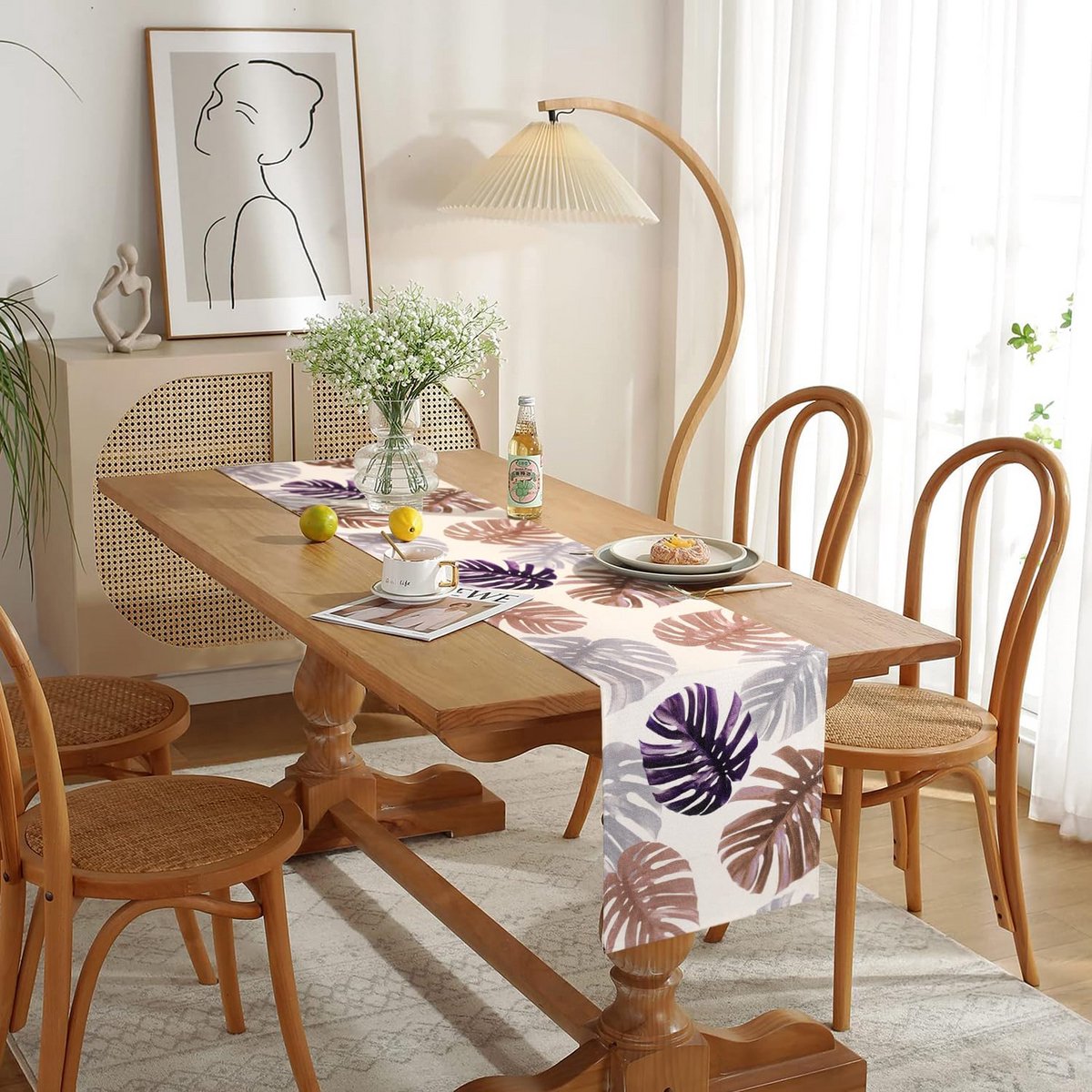 Tafelloper Bladpatroon voor Eettafel - Moderne Tafeldecoratie voor Woonkamer - 40 x 140 cm
